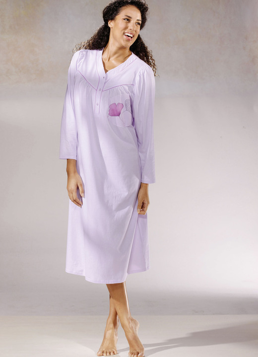 Nachthemden - Zweierpack Nachthemden, 3/4 -langen Ärmeln mit Knopfleiste, in Größe 038 bis 060, in Farbe 1X BLEU-BUNT, 1X BLEU Ansicht 8