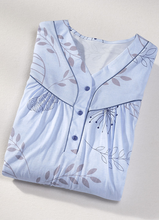 Nachthemden - Zweierpack Nachthemden, 3/4 -langen Ärmeln mit Knopfleiste, in Größe 038 bis 060, in Farbe 1X ZARTFLIEDER-BUNT, 1X ZARTFLIEDER Ansicht 9