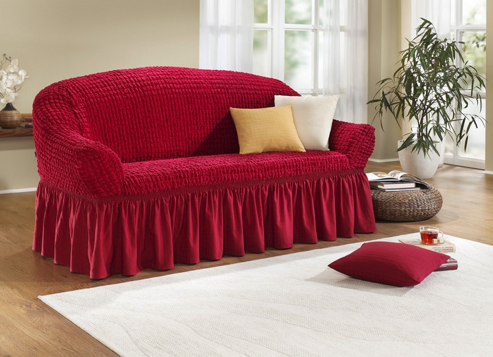 Sessel- & Sofaüberwürfe - Hochelastische Stretchbezüge für ein schickes Zuhause, in Größe 101 (Sesselbezug) bis 905 (Kissenbezug, 40x40 cm), in Farbe BORDEAUX Ansicht 1