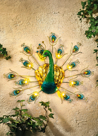 Solar-Wandleuchte Pfau