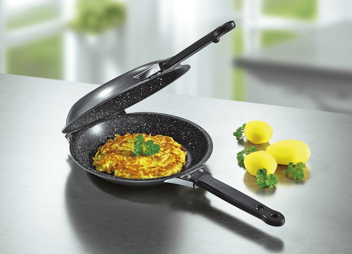 Töpfe, Pfannen & Bräter - Doppelpfanne mit Antihaftbeschichtung – perfekt für Rösti, Pfannkuchen und Omelett, in Farbe SCHWARZ Ansicht 1
