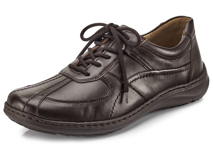 Slipper & Schnürschuhe - Waldläufer, bequeme Herren-Schnürschuhe, Weite H, mit herausnehmbarem Fußbett, in Größe 10 bis 9 1/2, in Farbe SCHWARZ Ansicht 4