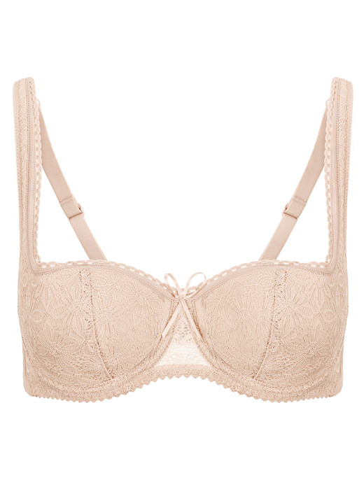 Mode - Susa Dirndl-BH mit floraler Elastikspitze im Vorderteil, in Größe 070 bis 100, in Cup E, in Farbe WEISS Ansicht 6