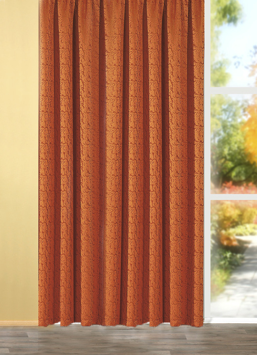 - Leicht glänzende Übergardine, in Größe 358 (H145xB140 cm) bis 456 (H245xB140 cm), in Farbe TERRA, in Ausführung mit Schlaufen Ansicht 1