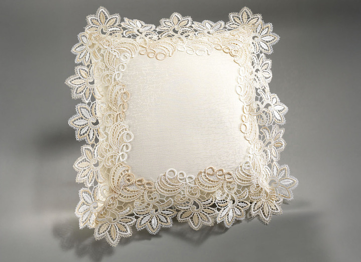Tischdecken - Elegante Raumdekoration mit 2-farbiger Makramee-Spitze, in Größe 100 (Läufer, 30x 60 cm) bis 404 (Kissenhülle, 40x 40 cm), in Farbe CREME Ansicht 1