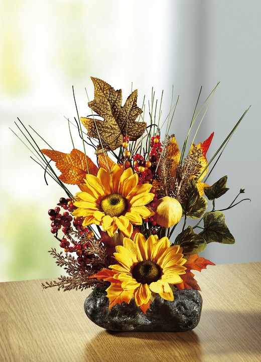 Kunst- & Textilpflanzen - Sonnenblumen-Gesteck, in Farbe