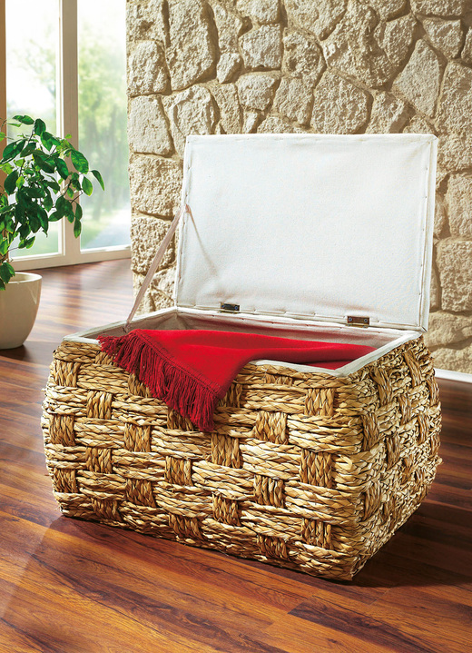 Kleinmöbel - Sitztruhe aus Naturfaser in raffinierter Flechtart, in Farbe BEIGE-NATUR, in Ausführung Sitztruhe, quadratisch Ansicht 2
