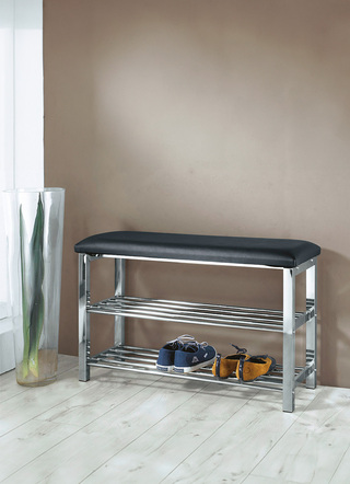 Sitzbank mit Schuhregal aus Metall