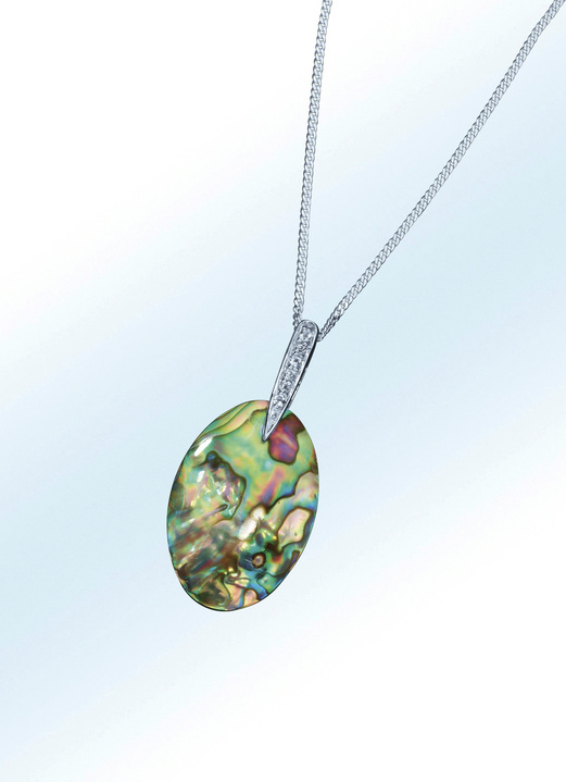 Anhänger - Anhänger aus echt Abalone-Perlmutt mit Panzerkette, in Farbe