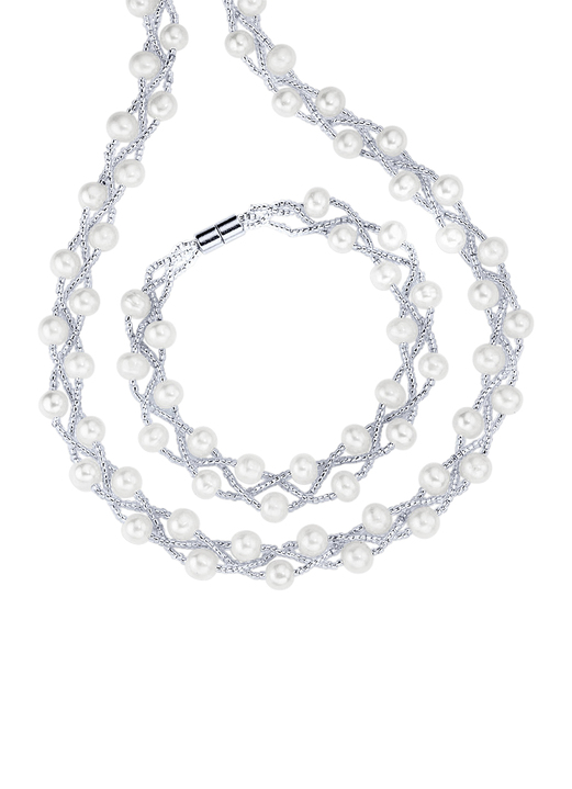 Damen-Modeschmuck - Schmuck-Set 2 teilig mit Süßwasser-Zuchtperlen, in Farbe  Ansicht 3