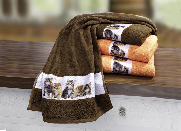 Handtücher - Frottier-Serie mit Jacquard-Bordüre, in Größe 200 (1 Handtuch, 50/100 cm) bis 208 (Sparset, 5-teilig), in Farbe BRAUN Ansicht 2