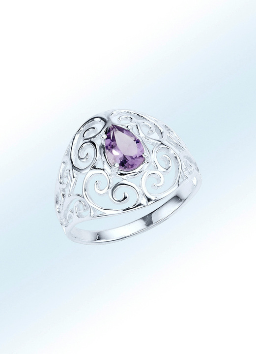 Ringe - Damenring mit echtem Amethyst, in Größe 160 bis 220, in Farbe