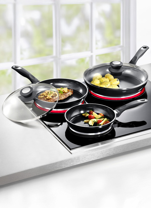 Töpfe, Pfannen & Bräter - Aluguss-Profi-Pfannen-Set, 5-teilig, mit 3-facher Thermo-Keramikbeschichtung, in Farbe SCHWARZ Ansicht 1