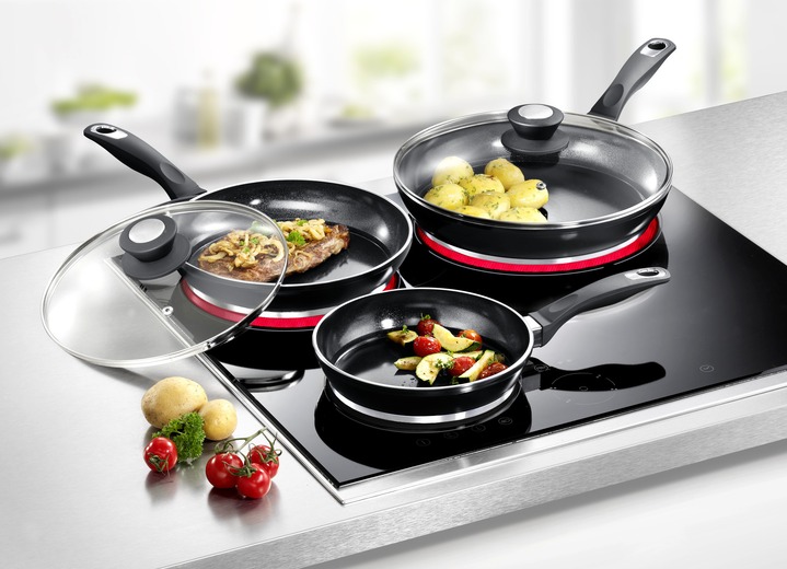 Töpfe, Pfannen & Bräter - Aluguss-Profi-Pfannen-Set, 5-teilig, mit 3-facher Thermo-Keramikbeschichtung, in Farbe SCHWARZ Ansicht 1