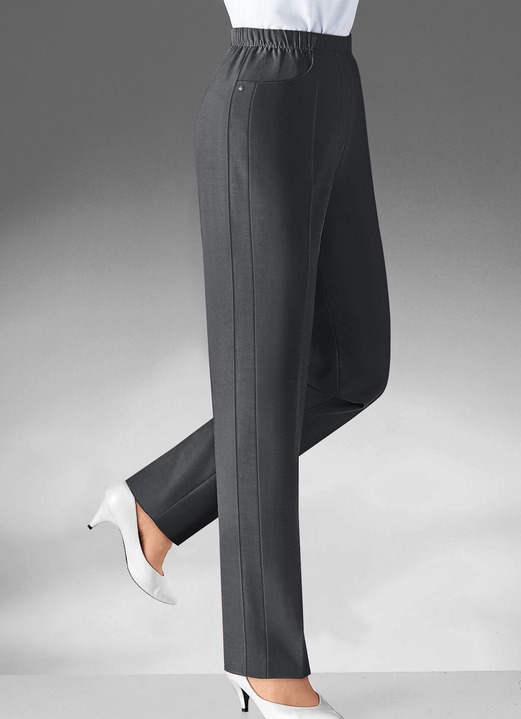 Hosen - Hose mit vorverlegter Seitennaht in 8 Farben Ansicht 3 Hosen - Hose mit vorverlegter Seitennaht in 8 Farben, in Größe 019 bis 235, in Farbe DUNKELGRAU Ansicht 3