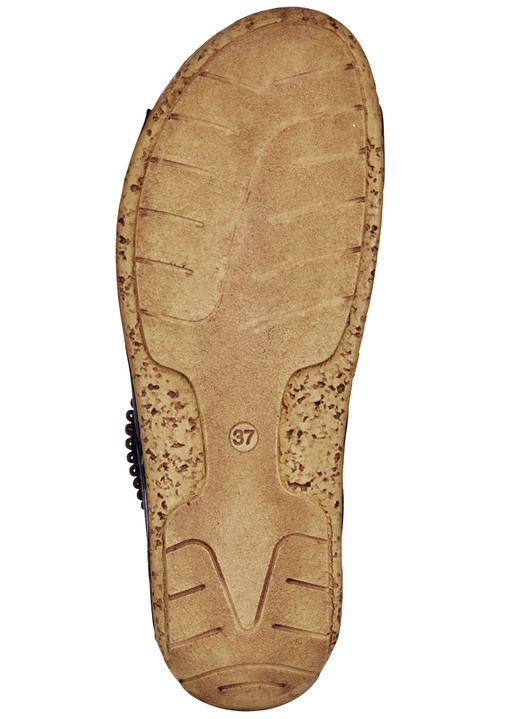 Komfortschuhe - Gemini, bequeme Damen-Pantoletten, Weite G, mit Klettverschluss, in Größe 036 bis 041, in Farbe SCHWARZ-COGNAC Ansicht 3