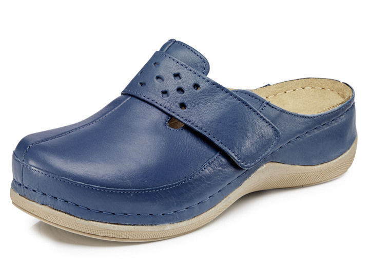 Komfortschuhe - ELENA EDEN Clog mit Klettverschluss, in Größe 036 bis 041, in Farbe JEANSBLAU Ansicht 1