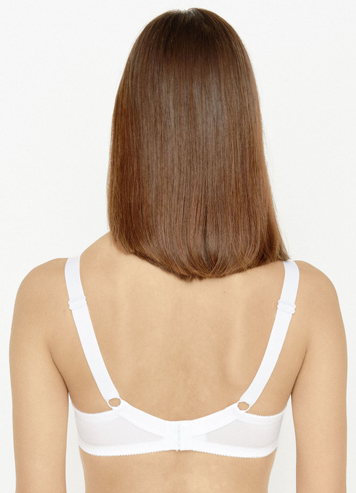 BHs - Susa Bügel-BH mit zauberhafter Elastikspitze, in Größe 075 bis 110, in Cup E, in Farbe WEISS Ansicht 2