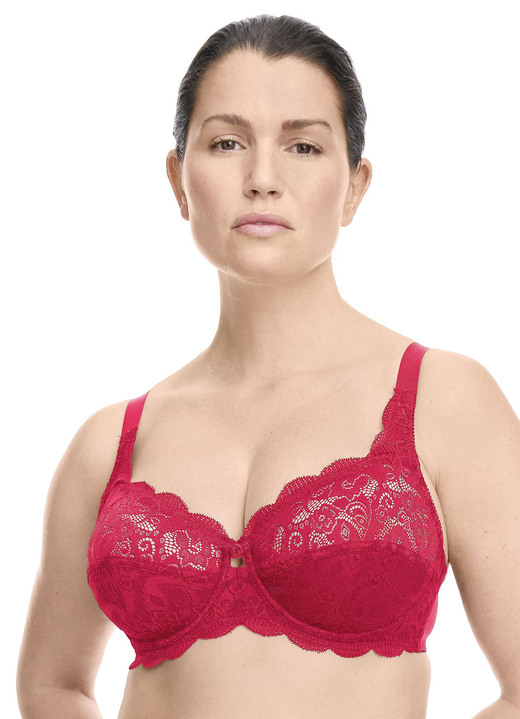 BHs - Susa Bügel-BH mit zauberhafter Elastikspitze, in Größe 075 bis 110, in Cup E, in Farbe WEISS Ansicht 24