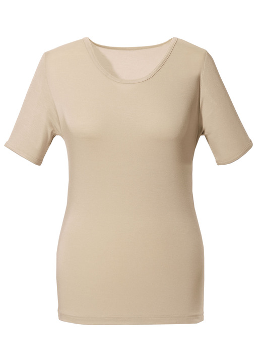 Unterhemden - Zweierpack Shirts mit elastischen Abschlüssen, in Größe 036 bis 052, in Farbe 1X SAND, 1X SCHWARZ Ansicht 15