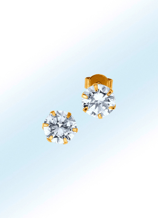 ohne Steine / mit Zirkonia - Ohrstecker mit Zirkonia, in Farbe