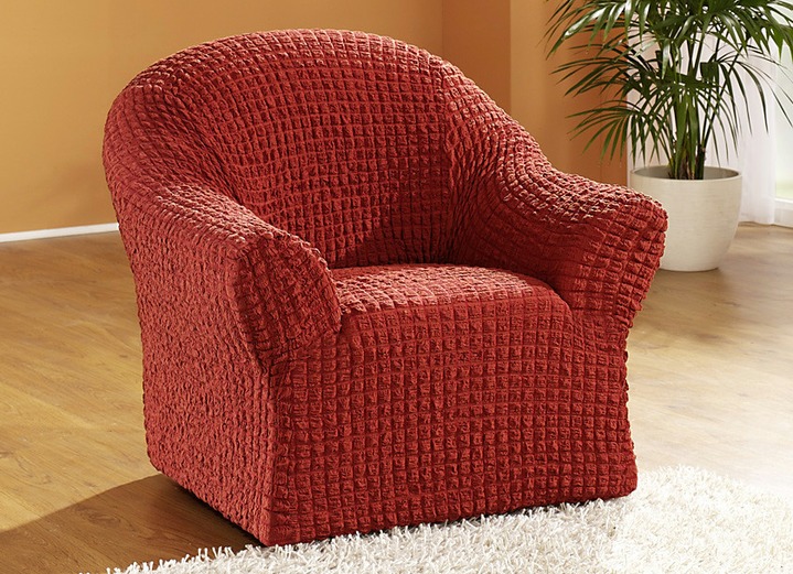 Sessel- & Sofaüberwürfe - Bi-elastische Stretchbezüge, in Größe 101 (Sesselbezug) bis 106 (Stuhlbezug), in Farbe TERRA Ansicht 1