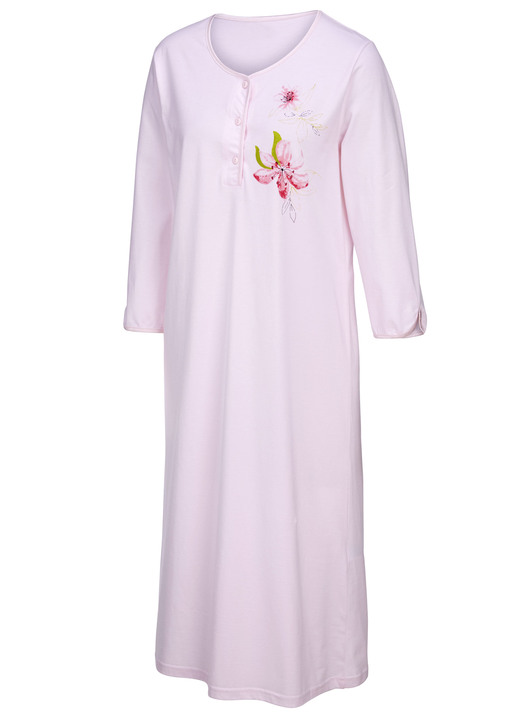 Nachthemden - Zweierpack Nachthemden, 3/4-lange Ärmel mit Knopfleiste, in Größe 038 bis 054, in Farbe 1X ROSÉ-BUNT, 1X ROSÉ Ansicht 4