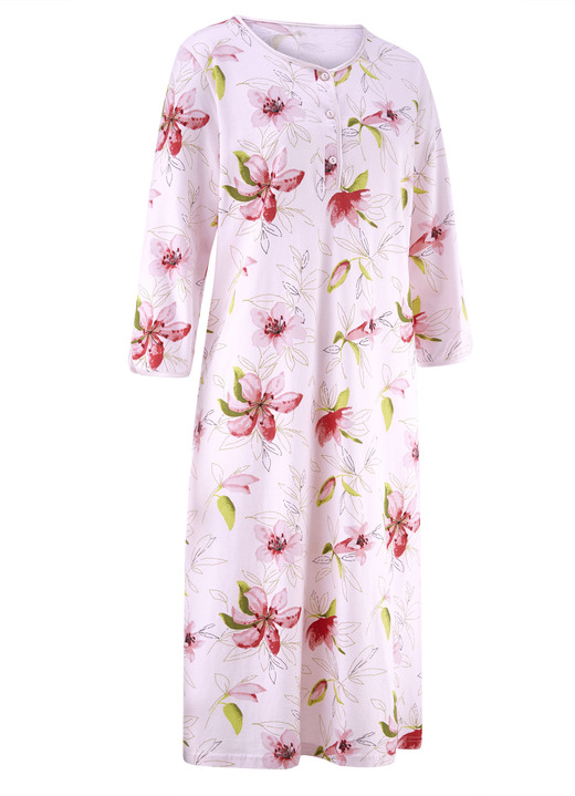 Nachthemden - Zweierpack Nachthemden, 3/4-lange Ärmel mit Knopfleiste, in Größe 038 bis 054, in Farbe 1X ROSÉ-BUNT, 1X ROSÉ Ansicht 2