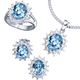 Damen-Modeschmuck - Schmuck-Set, 4-teilig mit Weißgoldauflage, in Größe L bis S, in Farbe SAFIRBLAU – Farbe AQUAMARINBLAU – Ansicht 2