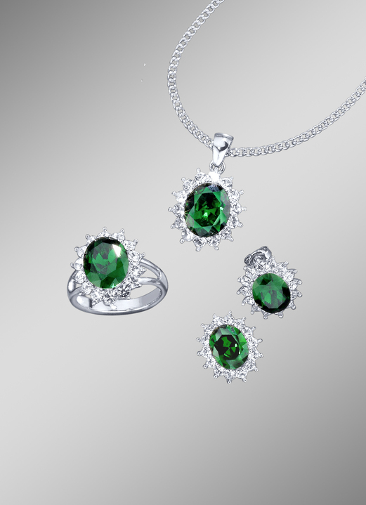 Damen-Modeschmuck - Schmuck-Set, 4-teilig mit Weißgoldauflage Ansicht 7 Damen-Modeschmuck - Schmuck-Set, 4-teilig mit Weißgoldauflage, in Größe L bis S, in Farbe AQUAMARINBLAU Ansicht 7