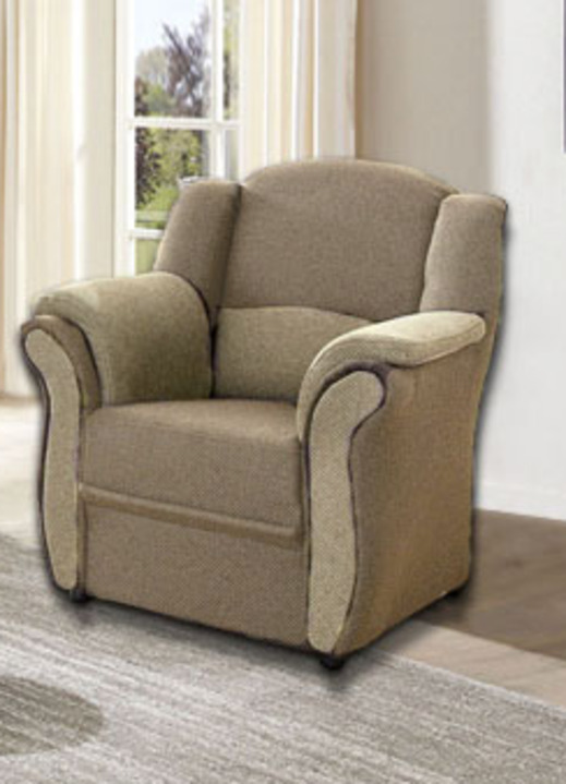 Polstermöbel - Polstermöbel auf stabilem, teilmassivem Holzgrundgestell, in Farbe CAMEL-BEIGE, in Ausführung Sessel Ansicht 1