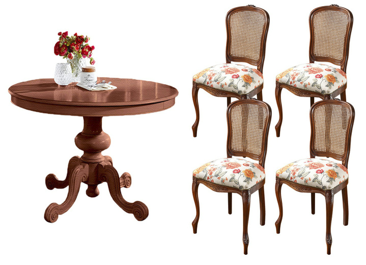 Landhausmöbel - Esszimmer-Möbel im Landhausstil, in Farbe NUSSBAUM, in Ausführung Stühle 2er-Set Ansicht 4