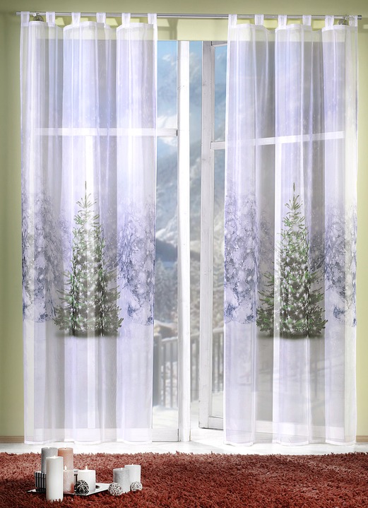 Modern - Übergardine mit Digitaldruck, in Größe 365 (H145xB120 cm) bis 572 (H245xB120 cm), in Farbe , in Ausführung Mit Schlaufen