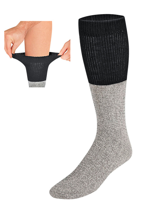 Strümpfe - Dreierpack Thermo-Kniestrümpfe, in Größe 001 (38-42) bis 002 (41-45), in Farbe GRAU/SCHWARZ Ansicht 1