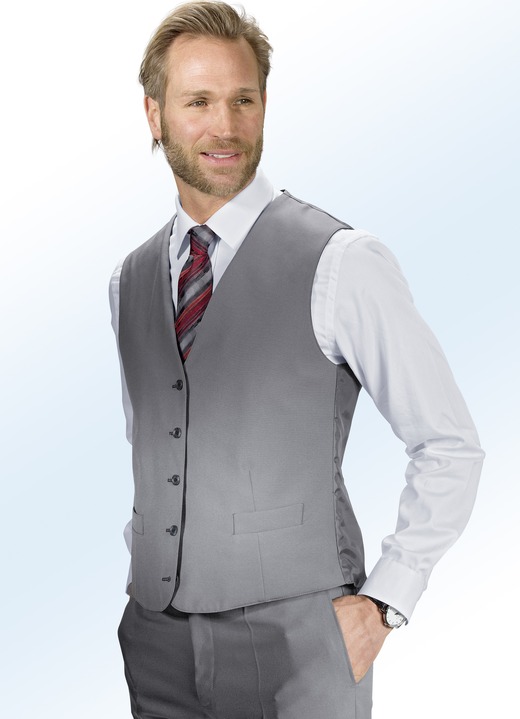 Anzüge - Anzug mit Wendeweste und zwei Hosen, in Größe 025 bis 102, in Farbe SCHWARZ-SILBERGRAU Ansicht 2