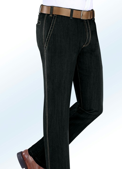 Hosen - Thermojeans mit Dehnbund in 5 Farben, in Größe 024 bis 064, in Farbe SCHWARZ Ansicht 1
