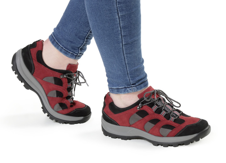 Komfortschuhe - Waldläufer, sportliche Damen-Schnürschuhe, Weite H, mit herausnehmbarem Fußbett, in Größe 4 1/2 bis 9, in Farbe GRANATROT-SCHWARZ-GRAU Ansicht 2