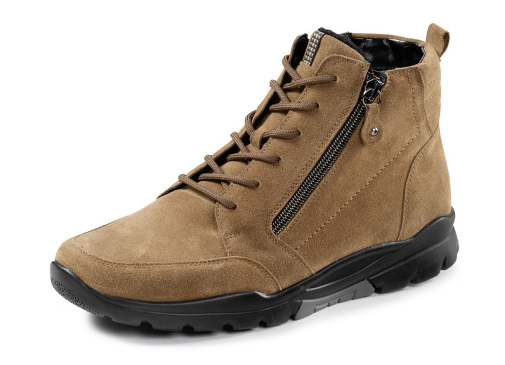 Komfortschuhe - Waldläufer, gefütterte Damen-Stiefeletten, Winterschuhe, Weite H, mit herausnehmbarem Fußbett, in Größe 4 1/2 bis 9, in Farbe COGNAC Ansicht 1