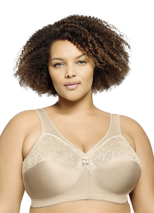 Soft-BH - Glamorise Stütz-BH mit Spitze Ansicht 1 Soft-BH - Glamorise Stütz-BH mit Spitze, in Größe 080 bis 130, in Cup G, in Farbe BEIGE Ansicht 1