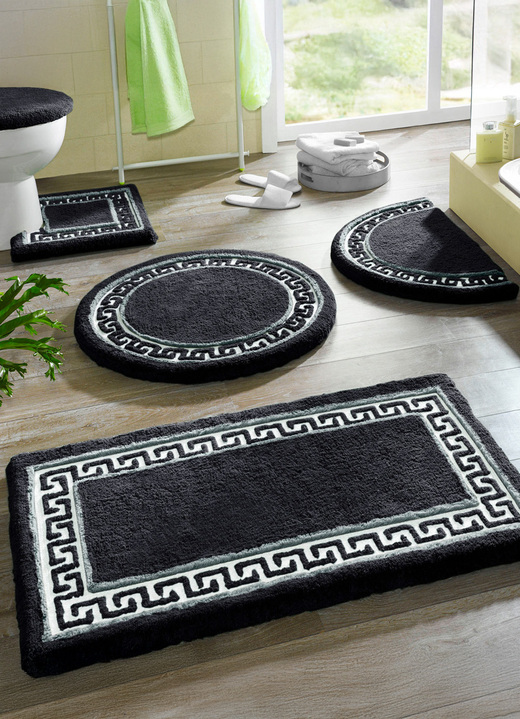 Badgarnituren - Badgarnitur mit Mäander-Bordüre, in Größe 100 (Vorleger halbrund, 50/ 80 cm) bis 112 (Deckelbezug mit Kordel, 47/ 50 cm), in Farbe BRAUN Ansicht 11