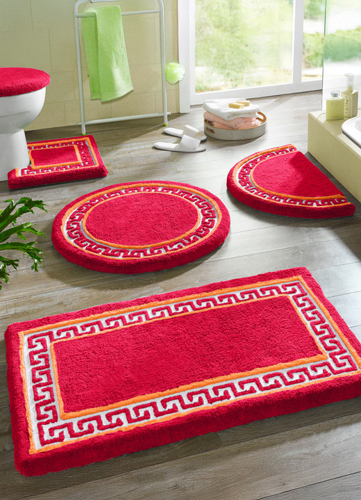 Badgarnituren - Badgarnitur mit Mäander-Bordüre, in Größe 100 (Vorleger halbrund, 50/ 80 cm) bis 112 (Deckelbezug mit Kordel, 47/ 50 cm), in Farbe BRAUN Ansicht 12