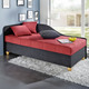 Schlafsofas - Komfort-Studioliege auf massiven Holzfüßen – Farbe SCHWARZ-ROT Schlafsofas - Komfort-Studioliege auf massiven Holzfüßen, in Farbe SCHWARZ-ROT, in Ausführung ohne Kissen