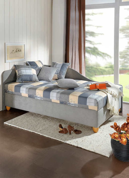 Schlafsofas - Studioliege mit rechts oder links aufstellbarem Seitenteil Ansicht 3 Schlafsofas - Studioliege mit rechts oder links aufstellbarem Seitenteil, in Farbe BRAUN-BEIGE, in Ausführung Studioliege ohne Kissen Ansicht 3