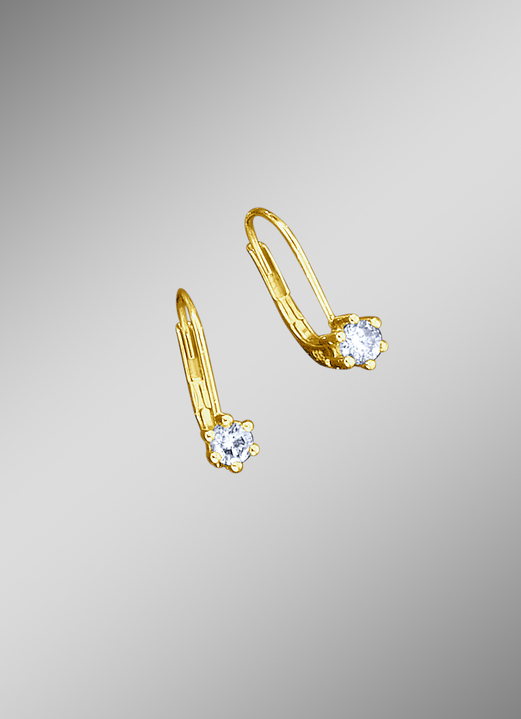 mit Diamanten - Diamant-Ohrringe mit 2 Brillanten, in Farbe