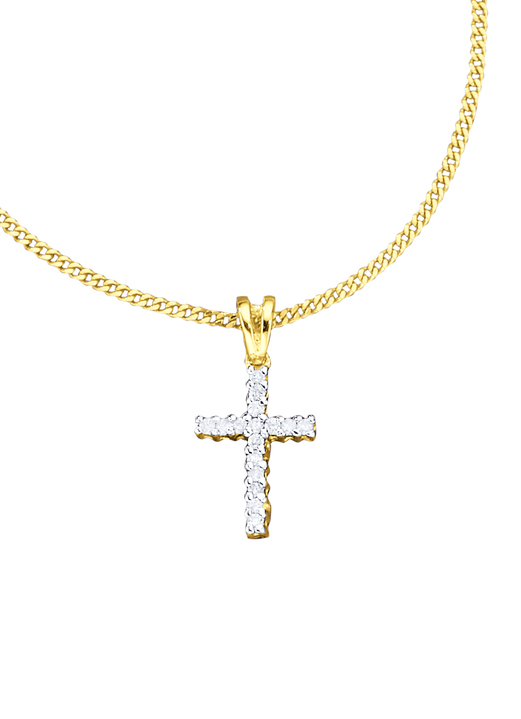 mit Diamanten - Kreuz-Anhänger mit Panzerkette, in Farbe  Ansicht 2