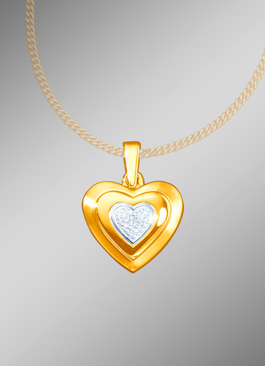 Herz Anhänger in Bicolor mit Diamant - Damen-Goldschmuck | Brigitte  Hachenburg