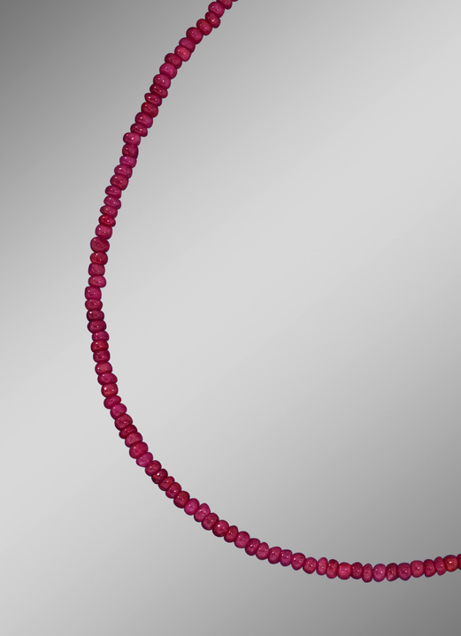 Damen-Modeschmuck - Halskette mit echten Rubinen, in Farbe