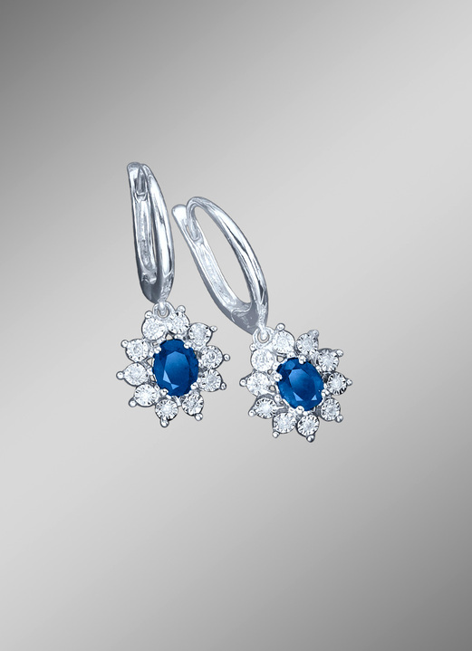 Schmuck & Uhren - Ohrringe mit echt Safir und Diamanten, in Farbe