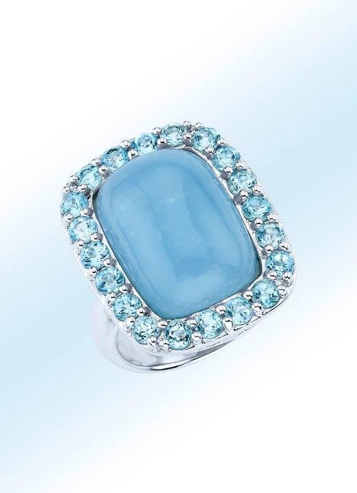 Ringe - Handgearbeiteter Damenring mit Aquamarin und Blautopasen, in Größe 160 bis 220, in Farbe