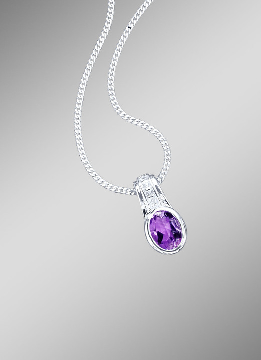 Anhänger - Anhänger mit echt Amethyst und synth. Zirkonia, in Farbe  Ansicht 1